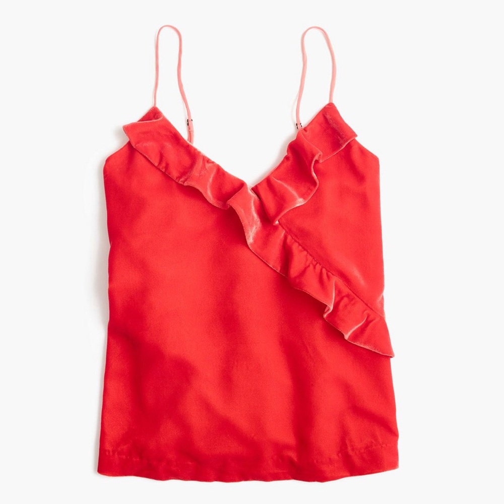 Velvet ruffle cami tank top J.Crew